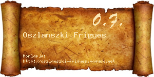 Oszlanszki Frigyes névjegykártya